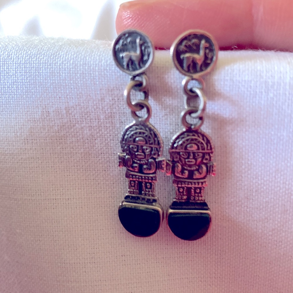 Aztec god earrings
